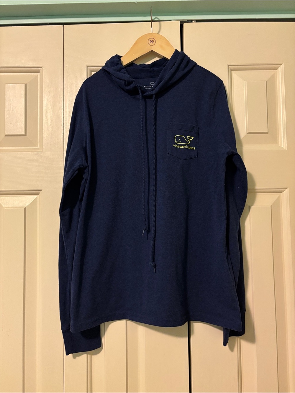Vineyard Vines Navy Zip Hoodie with Whale Pocket Logo